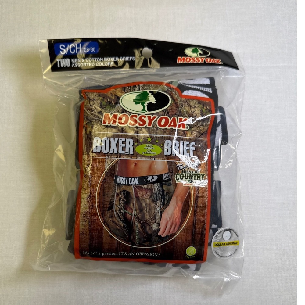 Mossy Oak Mens Boxer Briefs 2 Pack Break-Up Country Camo Black Small 28-30